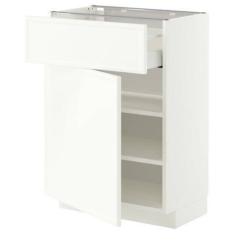 METOD / MAXIMERA base cabinet with drawer/door, white/Aspudden matt white, 60x37 cm