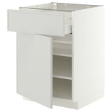 METOD / MAXIMERA base cabinet with drawer/door, white/Aspudden light grey, 60x60 cm