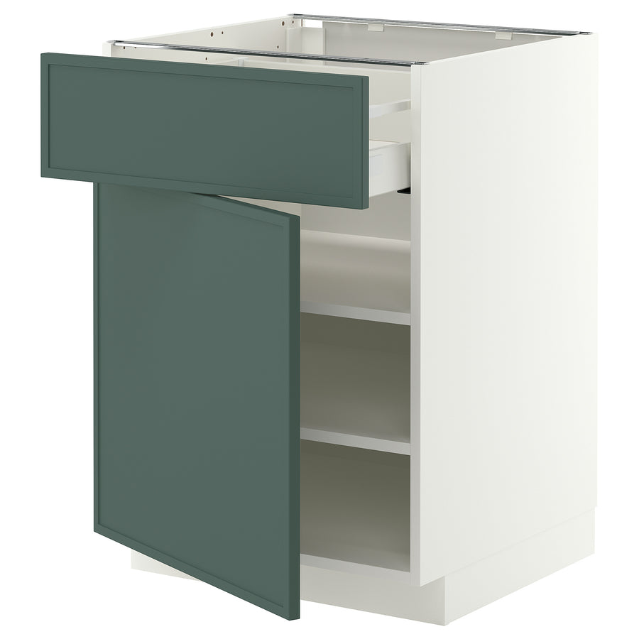 METOD / MAXIMERA base cabinet with drawer/door, white/Aspudden dark grey-green, 60.0x80.0x60.0 cm