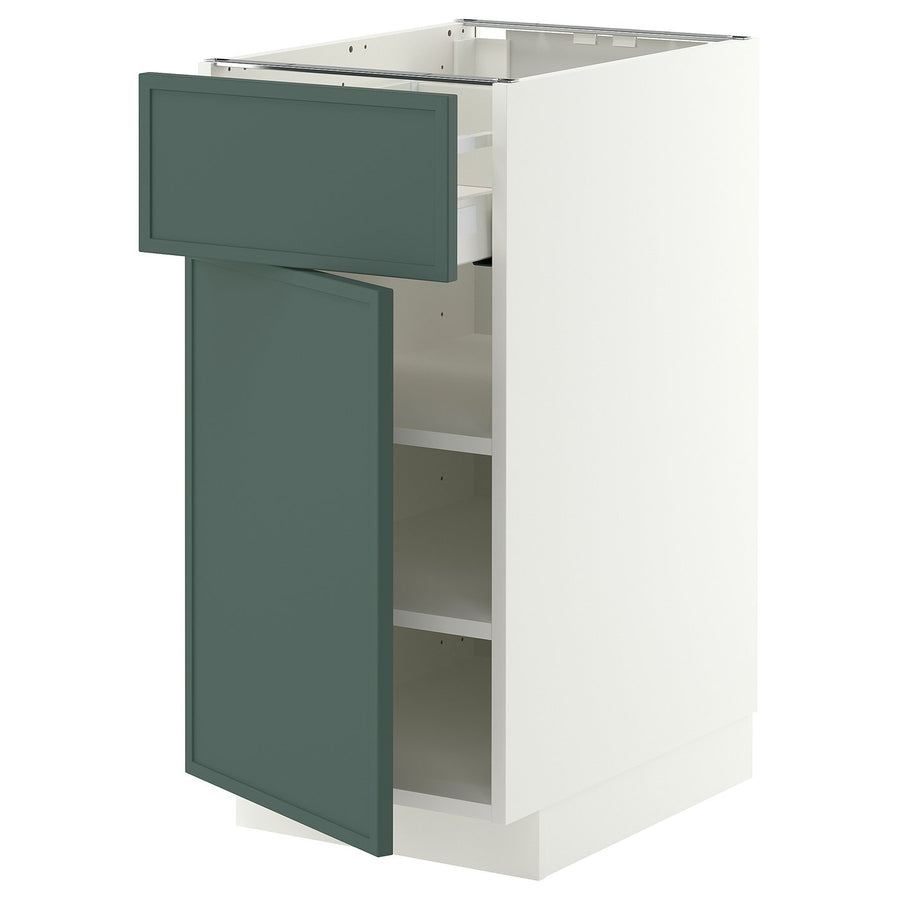 METOD / MAXIMERA base cabinet with drawer/door, white/Aspudden dark grey-green, 40x60 cm