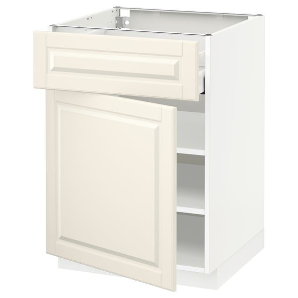 METOD / MAXIMERA base cabinet with drawer/door, white/Bodbyn off-white, 60x60 cm