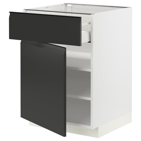 METOD / MAXIMERA base cabinet with drawer/door, white/Upplöv matt anthracite, 60x60 cm