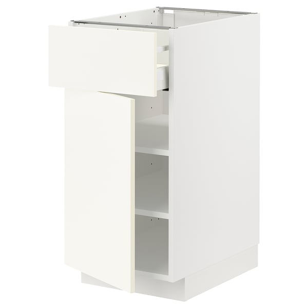 METOD / MAXIMERA base cabinet with drawer/door, white/Vallstena white, 40x60 cm