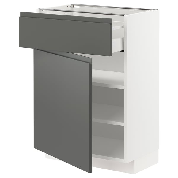 METOD / MAXIMERA base cabinet with drawer/door, white/Voxtorp dark grey, 60x37 cm