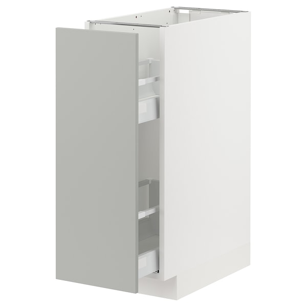 METOD / MAXIMERA - Base cabinet/pull-out int fittings, white/Havstorp light grey, 30x60 cm