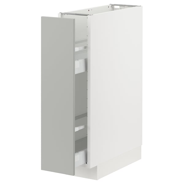 METOD / MAXIMERA - Base cabinet/pull-out int fittings, white/Havstorp light grey, 20x60 cm