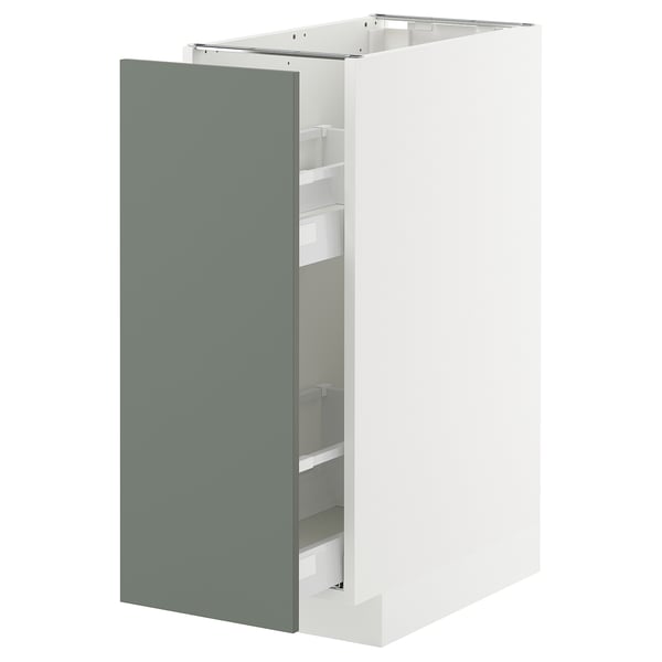 METOD / MAXIMERA base cabinet/pull-out int fittings, white/Nickebo matt grey-green, 30x60 cm