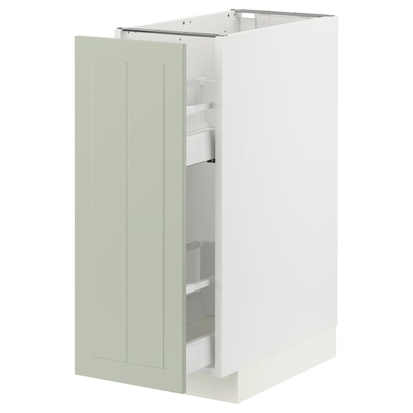 METOD / MAXIMERA base cabinet/pull-out int fittings, white/Stensund light green, 30x60 cm
