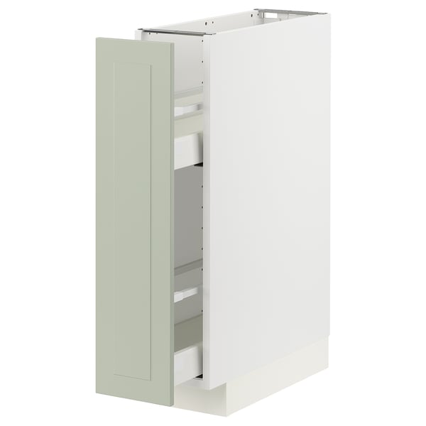 METOD / MAXIMERA base cabinet/pull-out int fittings, white/Stensund light green, 20x60 cm