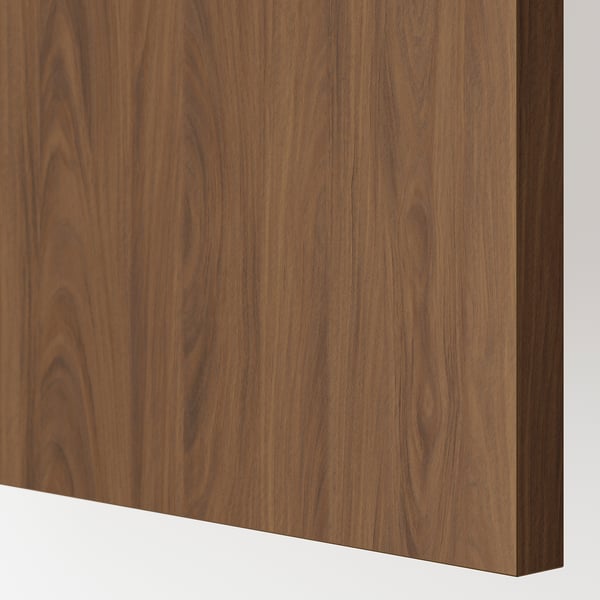 METOD / MAXIMERA base cabinet/pull-out int fittings, white/Tistorp brown walnut effect, 20x60 cm