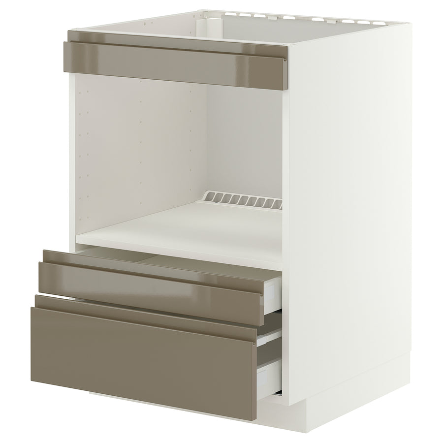 METOD / MAXIMERA base cabinet f built-in appliances, white/Voxtorp high-gloss dark grey-brown, 60x60 cm
