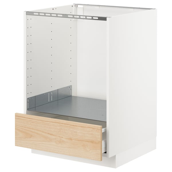 METOD / MAXIMERA base cabinet for oven with drawer, white/Askersund light ash effect, 60x60 cm