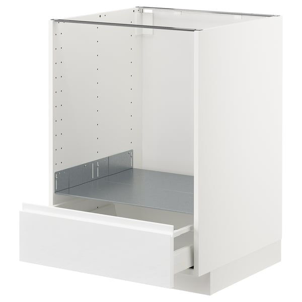 METOD / MAXIMERA base cabinet for oven with drawer, white/Voxtorp high-gloss/white, 60x60 cm