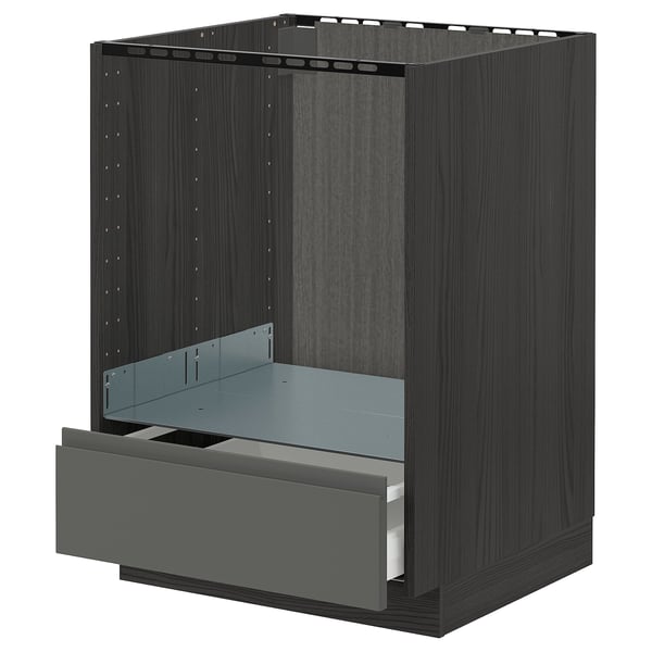 METOD / MAXIMERA base cabinet for oven with drawer, black/Voxtorp dark grey, 60.0x80.0x60.0 cm