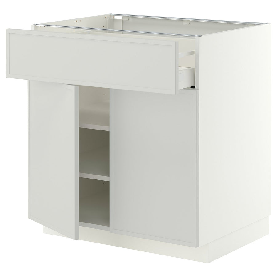 METOD / MAXIMERA base cabinet with drawer/2 doors, white/Aspudden light grey, 80x60 cm