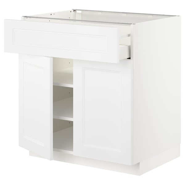 METOD / MAXIMERA base cabinet with drawer/2 doors, white/Axstad matt white, 80x60 cm