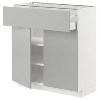 METOD / MAXIMERA base cabinet with drawer/2 doors, white/Havstorp light grey, 80x37 cm