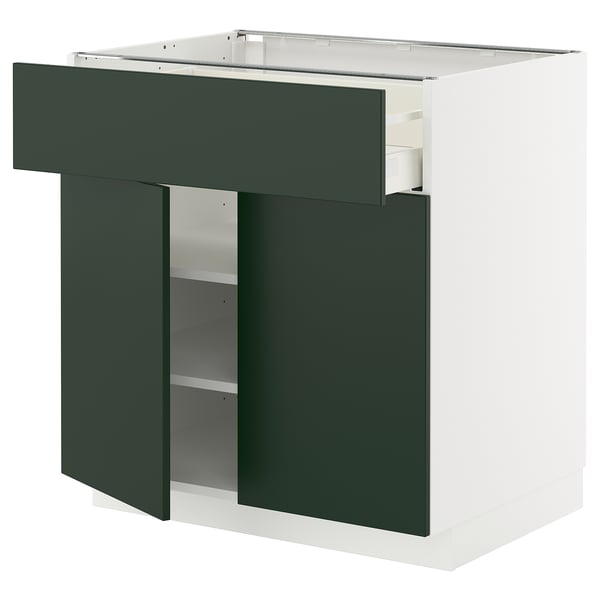 METOD / MAXIMERA base cabinet with drawer/2 doors, white/Havstorp deep green, 80x60 cm