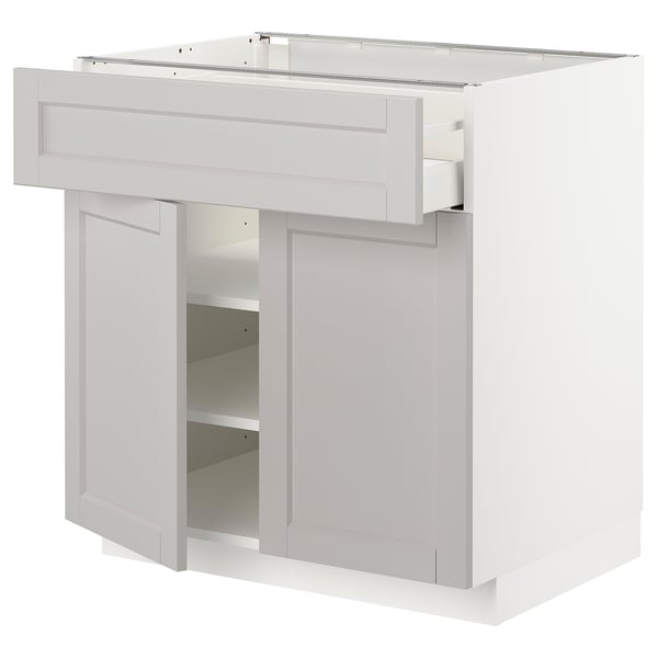 METOD / MAXIMERA base cabinet with drawer/2 doors, white/Lerhyttan light grey, 80x60 cm