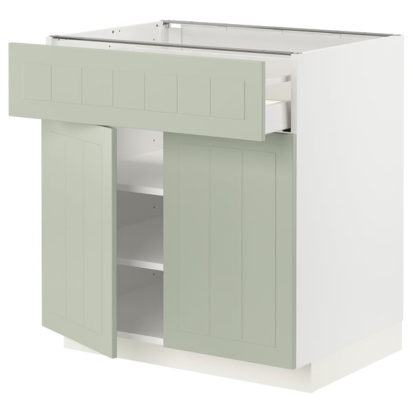 METOD / MAXIMERA base cabinet with drawer/2 doors, white/Stensund light green, 80x60 cm