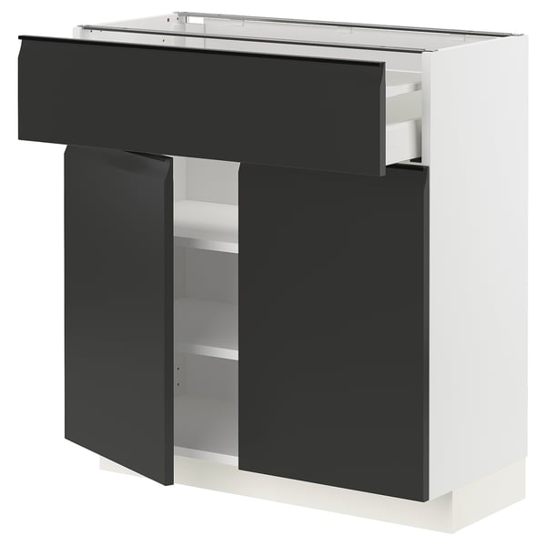METOD / MAXIMERA base cabinet with drawer/2 doors, white/Upplöv matt anthracite, 80x37 cm
