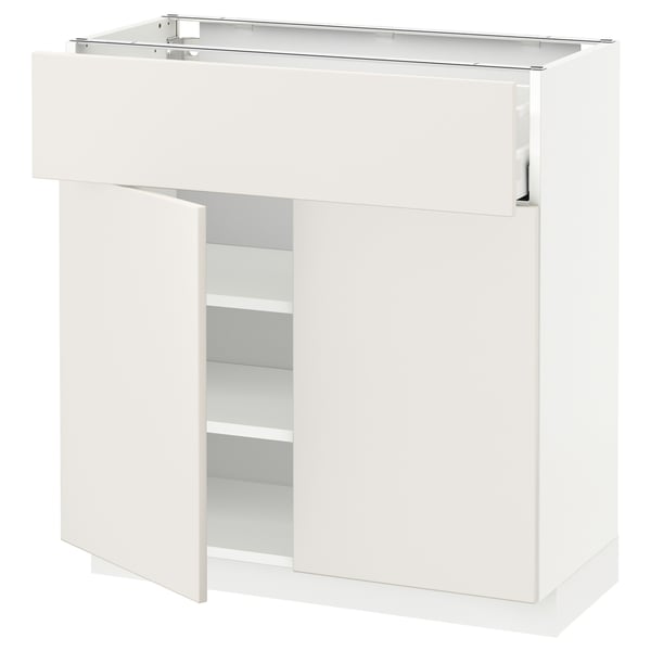 METOD / MAXIMERA base cabinet with drawer/2 doors, white/Veddinge white, 80x37 cm