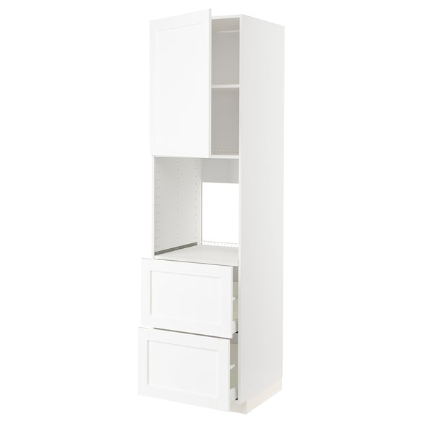 METOD / MAXIMERA hi cab f ov w dr/2 frnts/2 hi drwrs, white Enköping/white wood effect, 60x60x220 cm