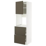 METOD / MAXIMERA hi cab f ov w dr/2 frnts/2 hi drwrs, white/Havstorp brown-beige, 60x60x200 cm