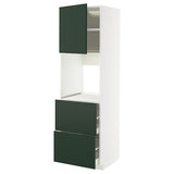METOD / MAXIMERA hi cab f ov w dr/2 frnts/2 hi drwrs, white/Havstorp deep green, 60x60x200 cm