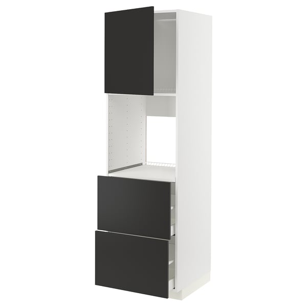 METOD / MAXIMERA hi cab f ov w dr/2 frnts/2 hi drwrs, white/Nickebo matt anthracite, 60x60x200 cm