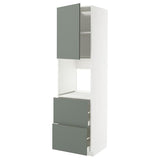 METOD / MAXIMERA hi cab f ov w dr/2 frnts/2 hi drwrs, white/Nickebo matt grey-green, 60x60x220 cm