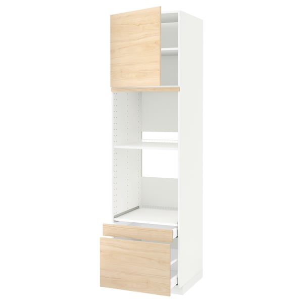 METOD / MAXIMERA hi cab f ov/combi ov w dr/2 drwrs, white/Askersund light ash effect, 60x60x220 cm