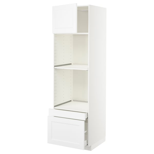 METOD / MAXIMERA hi cab f ov/combi ov w dr/2 drwrs, white/Axstad matt white, 60x60x200 cm
