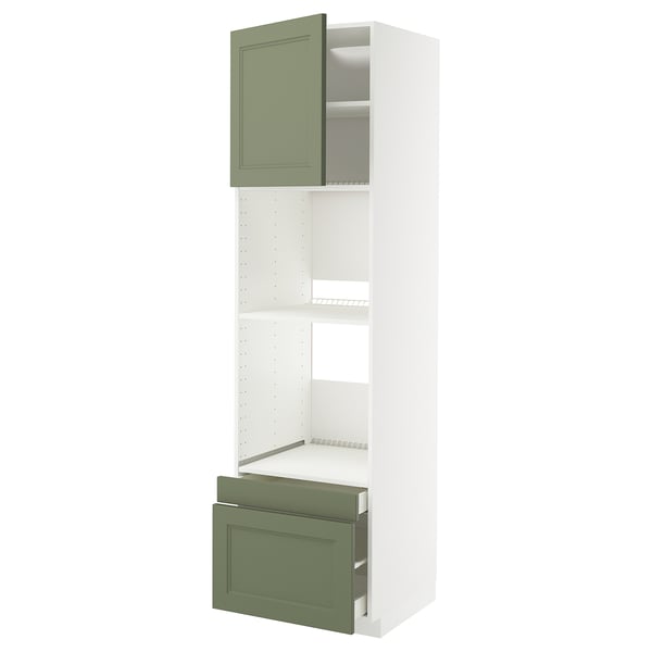 METOD / MAXIMERA hi cab f ov/combi ov w dr/2 drwrs, white/Axstad grey-green, 60x60x220 cm