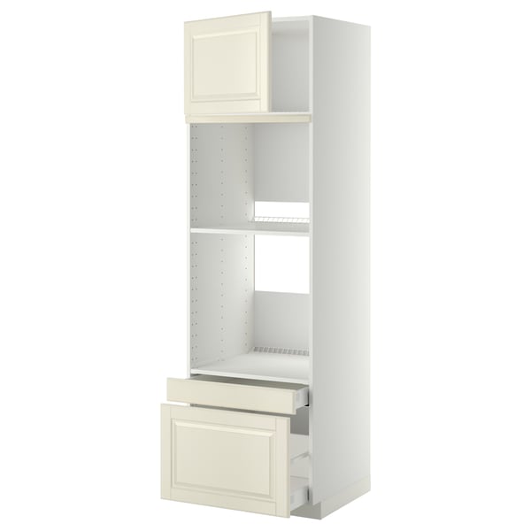 METOD / MAXIMERA hi cab f ov/combi ov w dr/2 drwrs, white/Bodbyn off-white, 60x60x200 cm