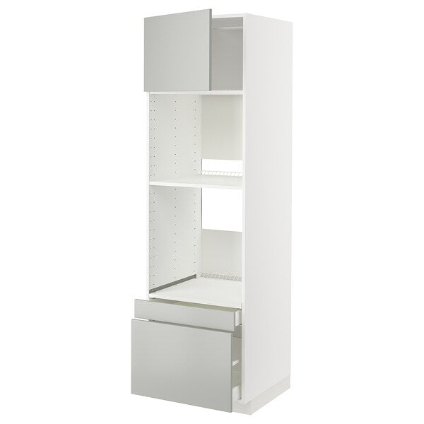 METOD / MAXIMERA - Oven/oven combi cabinet/cass/2cass, white/Havstorp light grey,60x60x200 cm