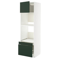 METOD / MAXIMERA hi cab f ov/combi ov w dr/2 drwrs, white/Havstorp deep green, 60x60x200 cm
