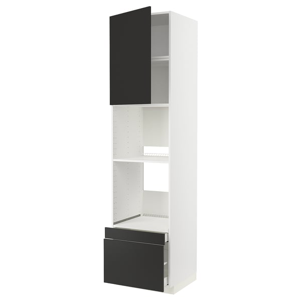 METOD / MAXIMERA hi cab f ov/combi ov w dr/2 drwrs, white/Nickebo matt anthracite, 60x60x240 cm