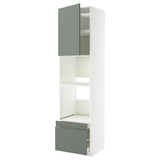 METOD / MAXIMERA hi cab f ov/combi ov w dr/2 drwrs, white/Nickebo matt grey-green, 60x60x240 cm