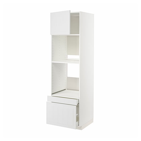 METOD / MAXIMERA hi cab f ov/combi ov w dr/2 drwrs, white/Stensund white, 60x60x200 cm