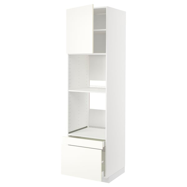 METOD / MAXIMERA hi cab f ov/combi ov w dr/2 drwrs, white/Vallstena white, 60x60x220 cm