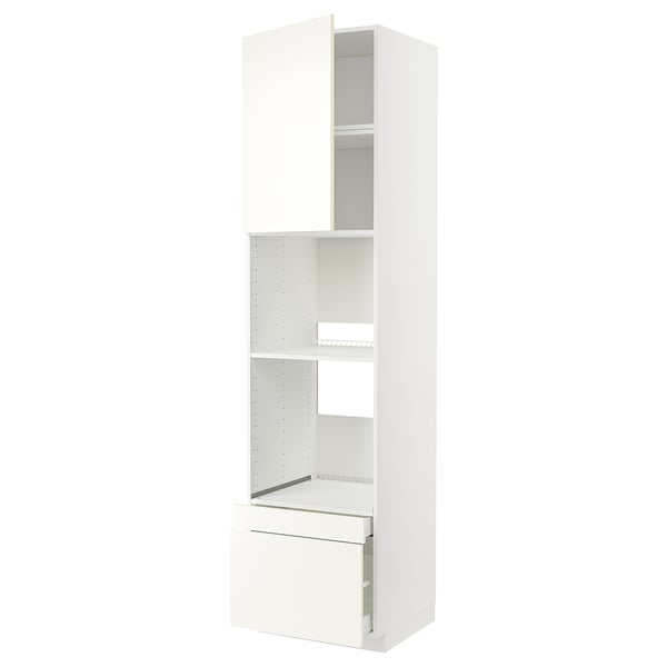 METOD / MAXIMERA hi cab f ov/combi ov w dr/2 drwrs, white/Vallstena white, 60x60x240 cm