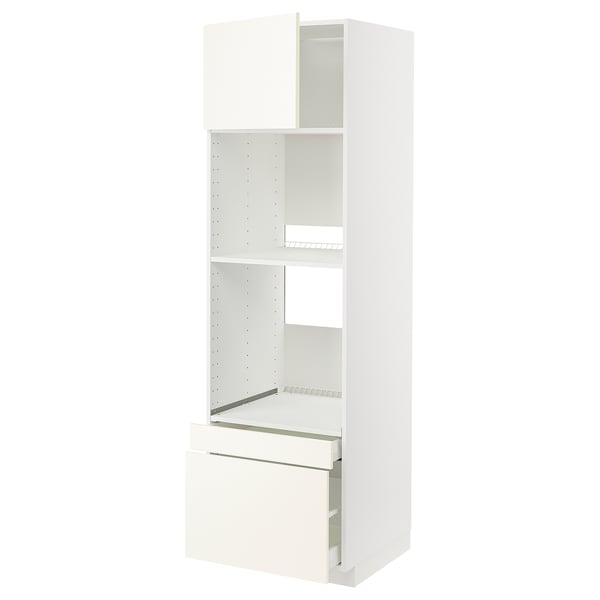 METOD / MAXIMERA hi cab f ov/combi ov w dr/2 drwrs, white/Vallstena white, 60x60x200 cm