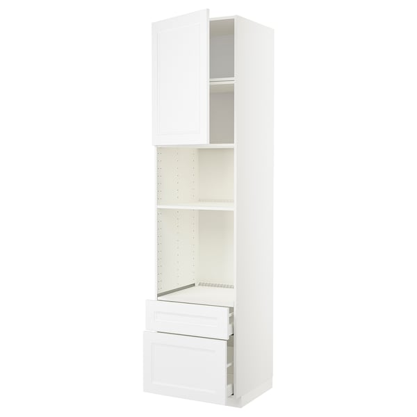 METOD / MAXIMERA high cab f oven/micro w dr/2 drwrs, white/Axstad matt white, 60x60x240 cm
