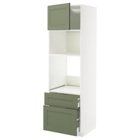 METOD / MAXIMERA high cabinet f built-in appliances, white/Axstad grey-green, 60x60x200 cm