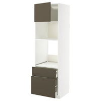 METOD / MAXIMERA high cabinet f built-in appliances, white/Havstorp brown-beige, 60x60x200 cm