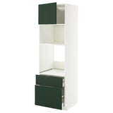 METOD / MAXIMERA high cabinet f built-in appliances, white/Havstorp deep green, 60x60x200 cm