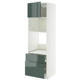 METOD / MAXIMERA high cabinet f built-in appliances, white/Kallarp high-gloss dark grey-green, 60x60x200 cm
