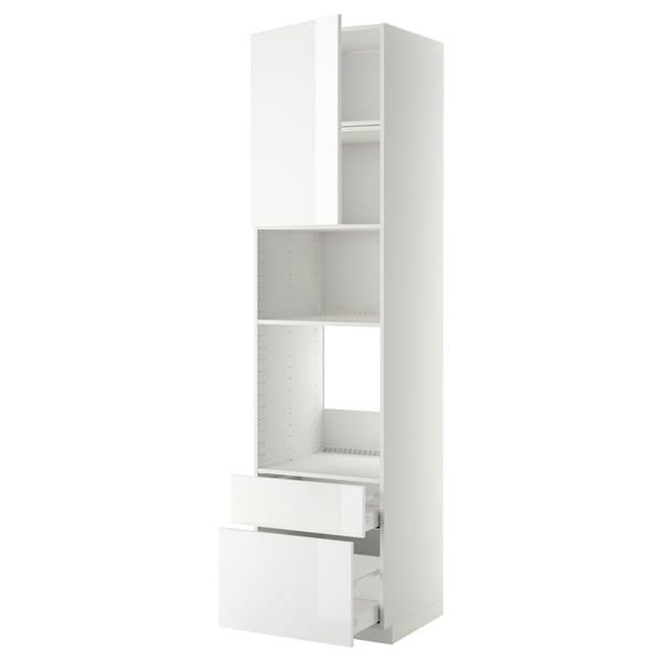 METOD / MAXIMERA high cab f oven/micro w dr/2 drwrs, white/Ringhult white, 60x60x240 cm