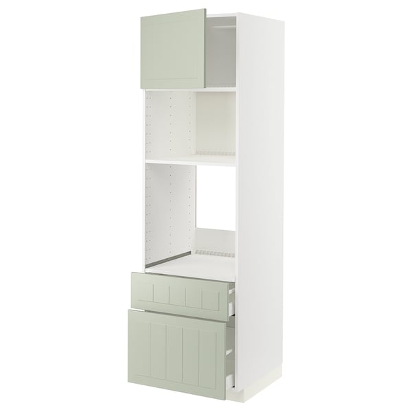 METOD / MAXIMERA high cabinet f built-in appliances, white/Stensund light green, 60x60x200 cm